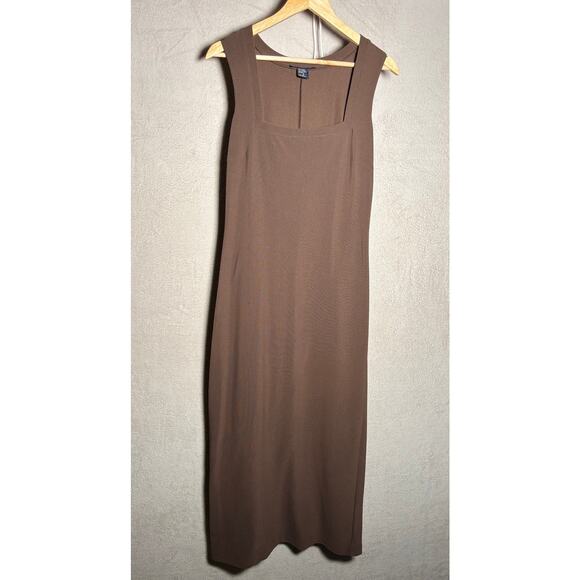 Boston Proper Brown Square Neck‎ Sleeveless Maxi Bodycon Dress Size Small - Picture 1 of 7